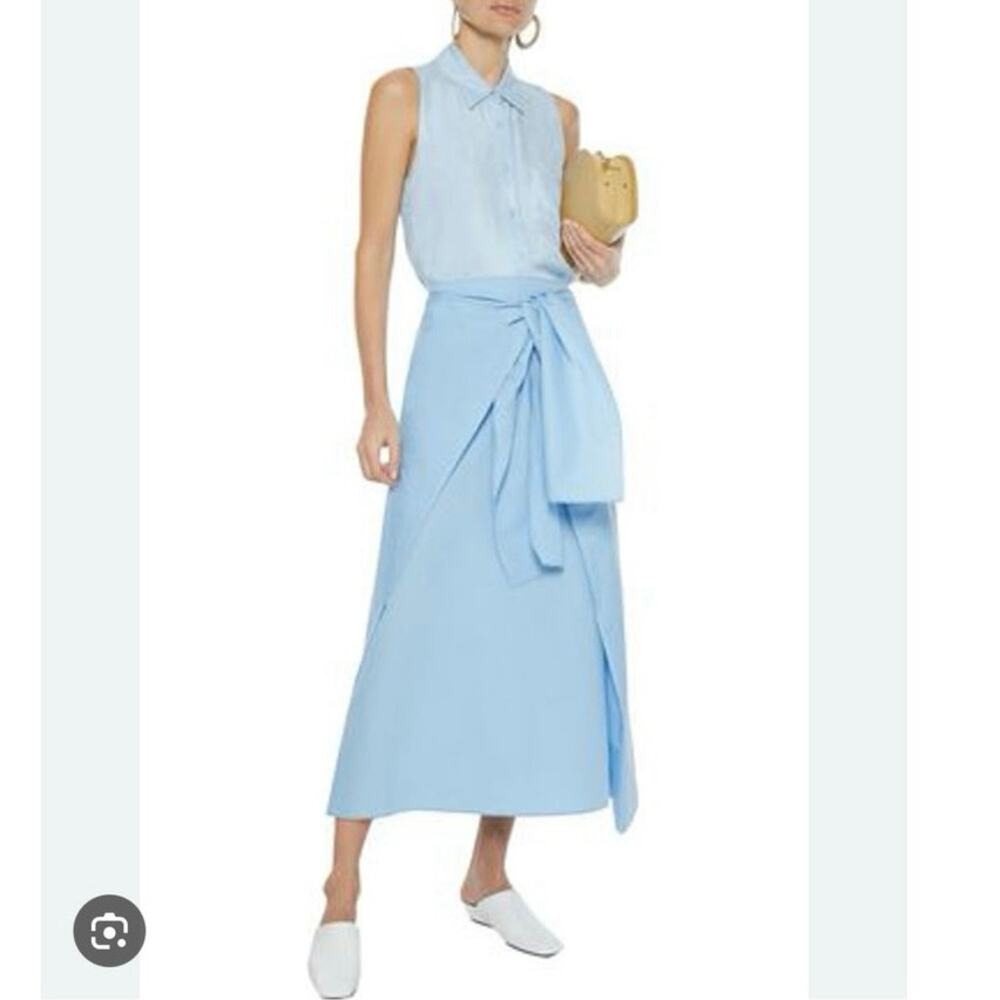 Joseph Light Blue Midi Wrap Skirt